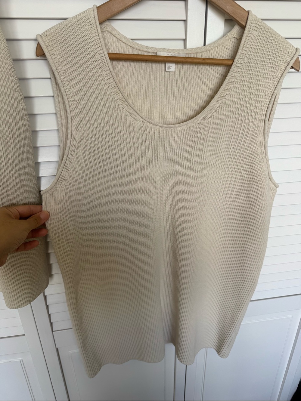 COS Cream Ribbed Tank Top and Shorts Set - Picture 3 of 6